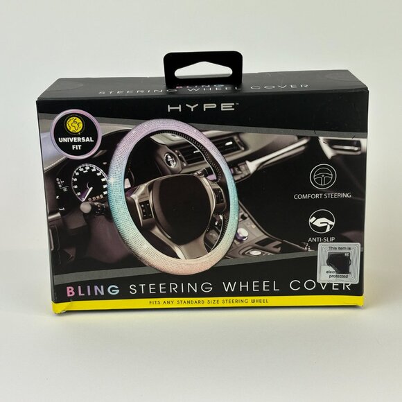 Hype iridescent Bling Steering Wheel Cover Universal Fit Anti-Slip Comfort - Picture 3 of 12